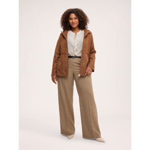Fiorella Rubino - Giacca bimaterica soft touch - Marrone
