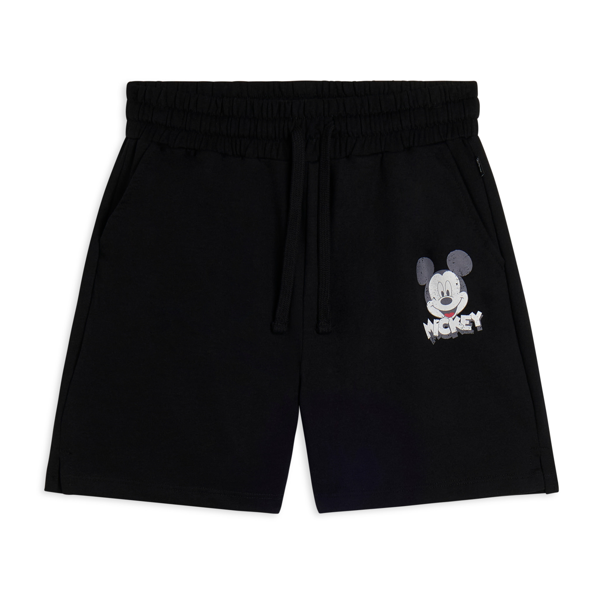 Pantaloncini neri regular fit con stampa Mickey Mouse