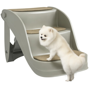 Escalera para Perros Pequeños Plegable de 3 Peldaños, Escalones para Mascotas con Alfombras Antideslizantes, Rampa para Perros para Cama, Sofá, Gris
