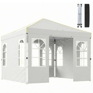Carpa Plegable 3x3 m, Pop-up, con 4 Laterales Extraíbles, Cenador de Jardín con UPF50+, Bloqueo Central, Altura Ajustable, Bolsa de Transporte, Sacos Arena, Gazebo para Exterior, Blanco