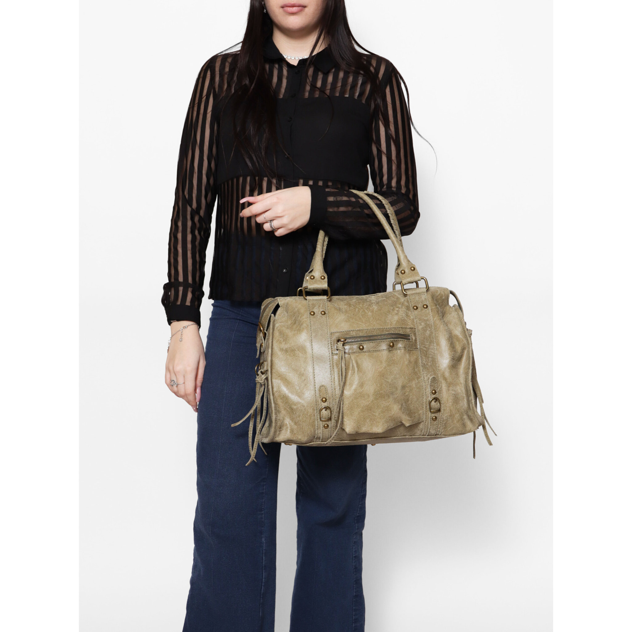 Borsa a spalla da donna - Modello Elara - Vera pelle - 41.0 x 28.0 x 13.0 cm