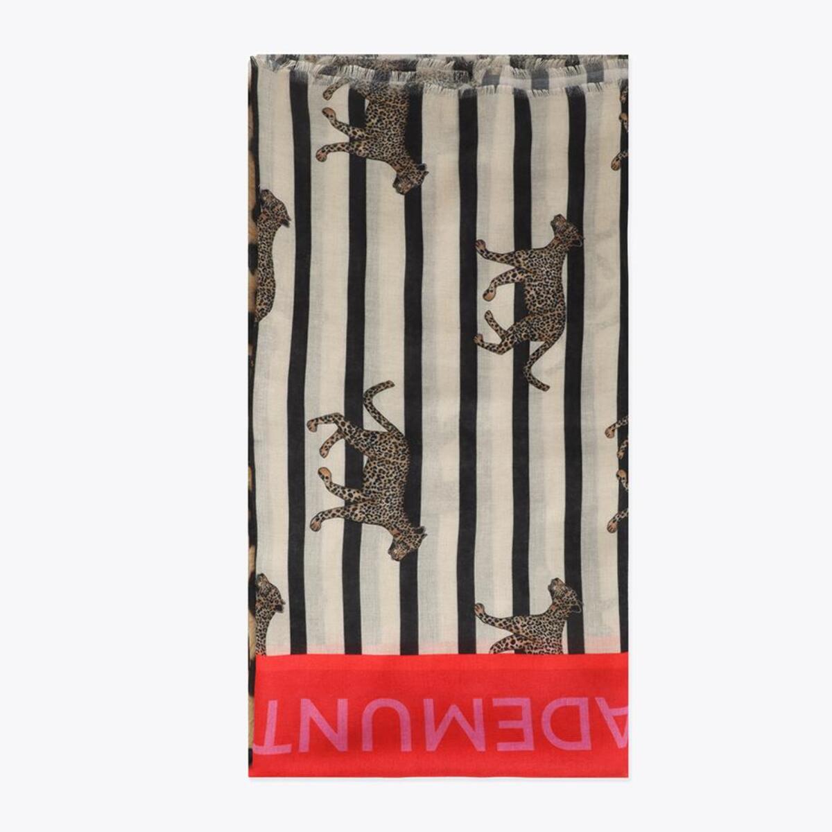 Sciarpa a righe e stampa leopardata