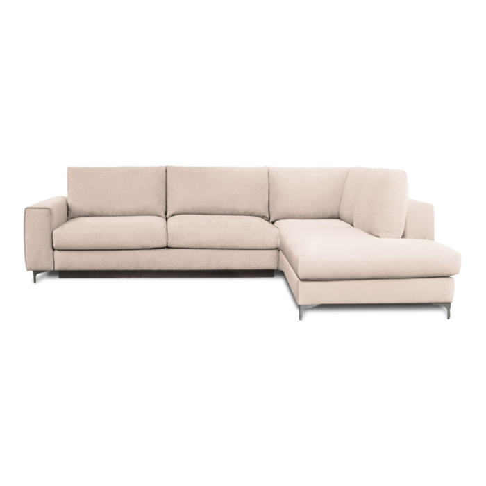 Canapé d'Angle Droit Velours Fiesole, 3 Places, Couchage Intégré, Coffre de Rangement, Housse Déhoussable