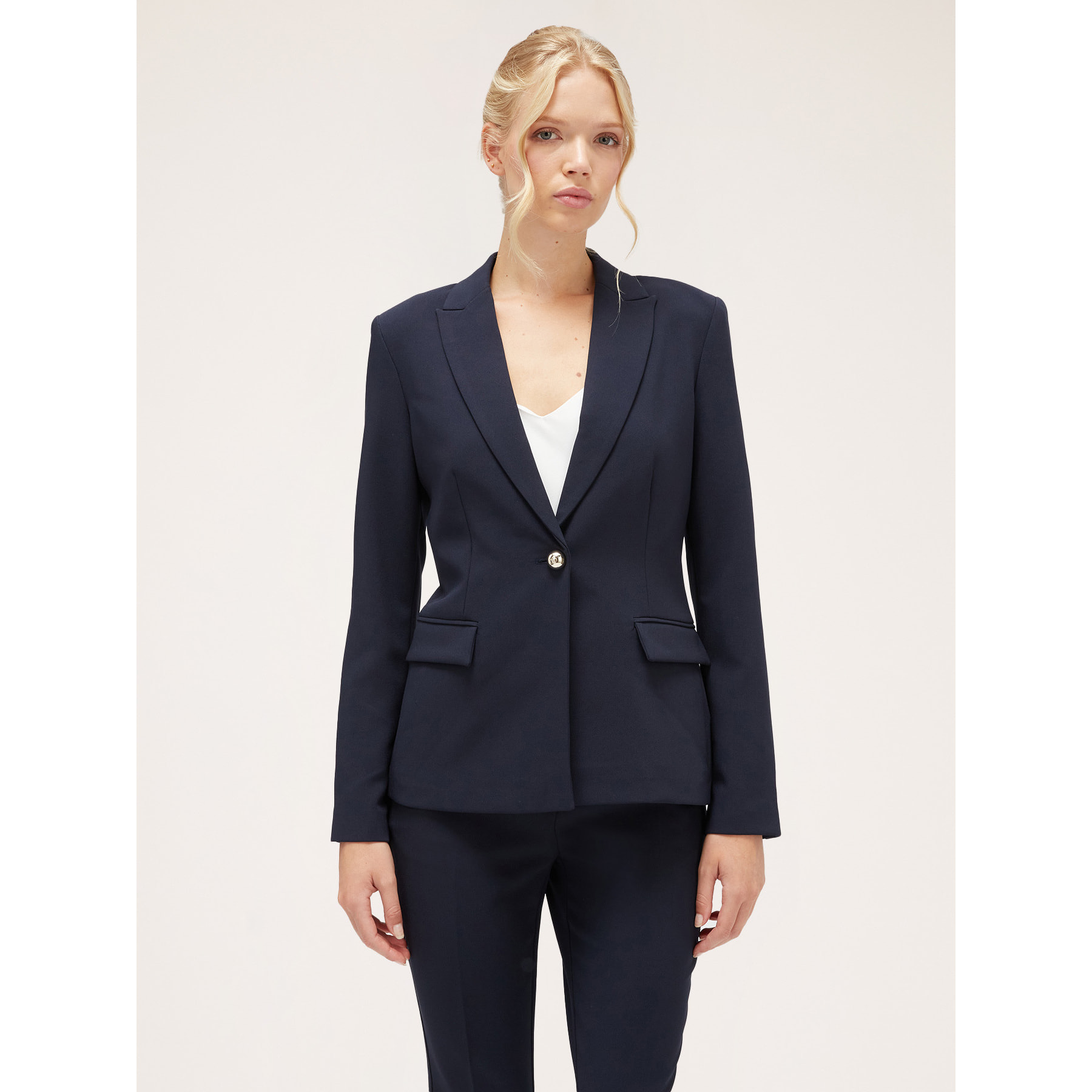 Motivi - Blazer monopetto in tessuto crêpe - Blu