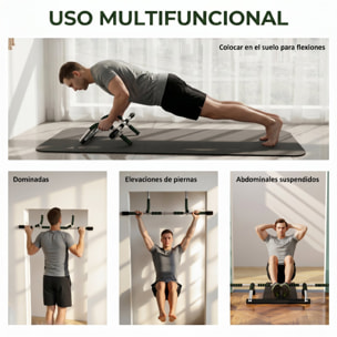 Barra de Dominadas Multifuncional Barra de Dominadas de Pared con Mangos Antideslizantes Carga 110 kg para Ejercicio y Entrenamiento en Casa Gimnasio Gris y Negro