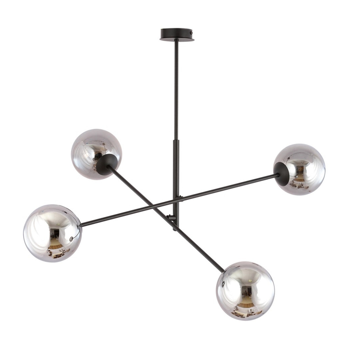 Lampada a sospensione LINEAR in acciaio nero e vetro grafite