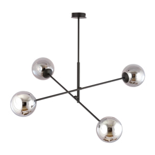 Lampada a sospensione LINEAR in acciaio nero e vetro grafite