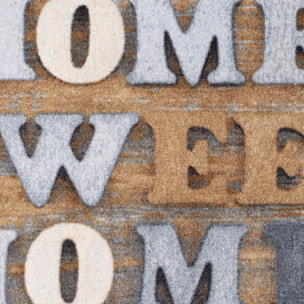 Paillasson SWEAT HOME Beige 40x60 Fait en Europe en polyamide doux et soyeux
