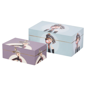 Set 2 Cajas Retrato 25x15x11/20x12x8 Cm