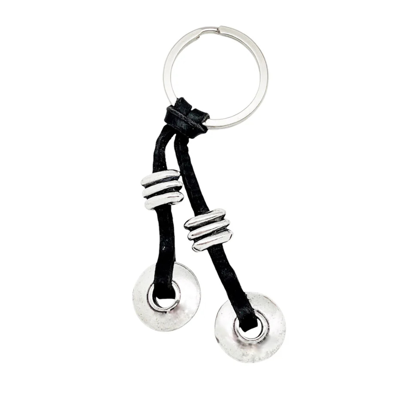 Conjunto llavero y pulsera en cuero negro Tub2