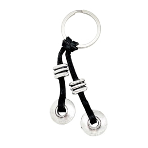 Conjunto llavero y pulsera en cuero negro Tub2