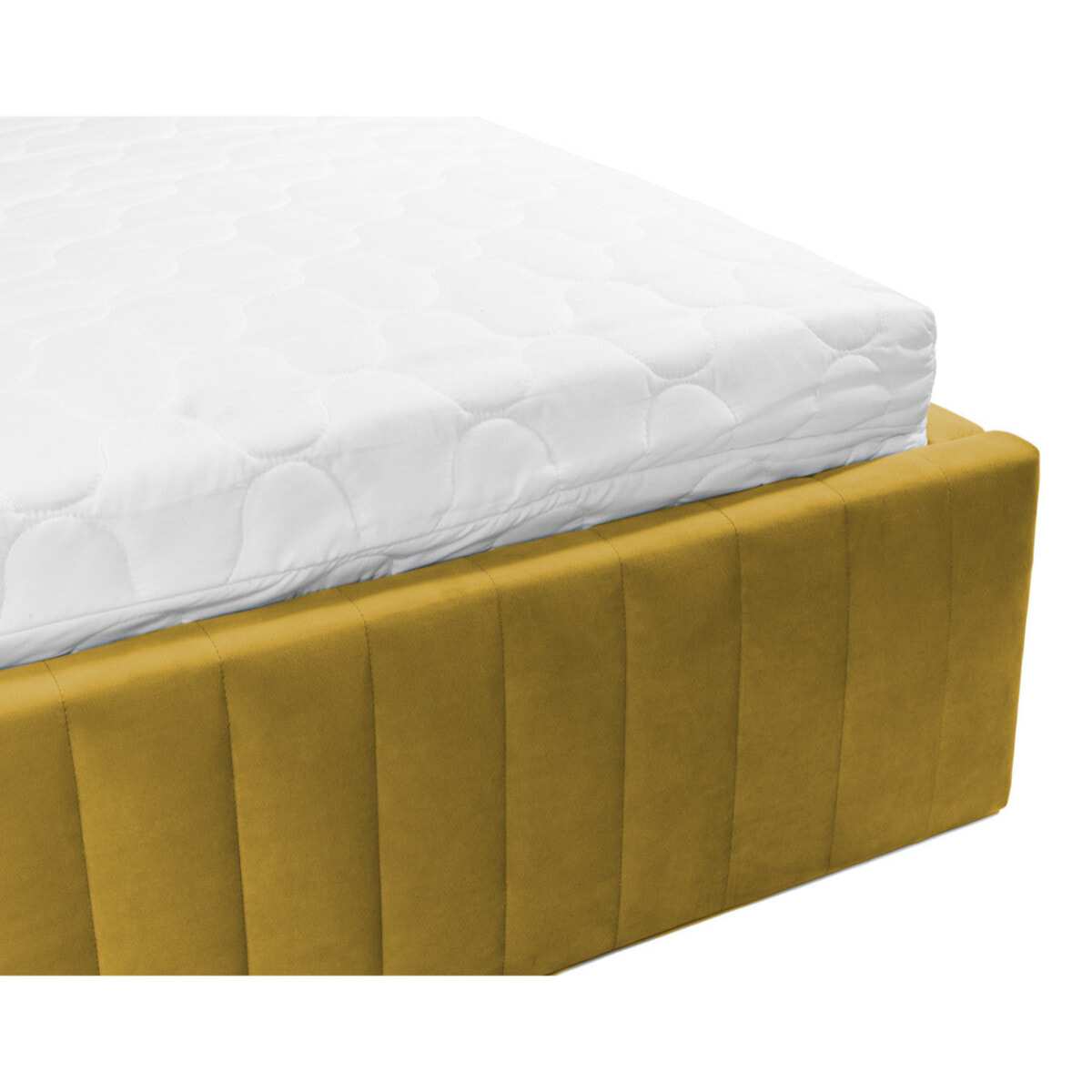 Stuart - lit coffre - 160x200 cm - sommier inclus - en velours - Jaune