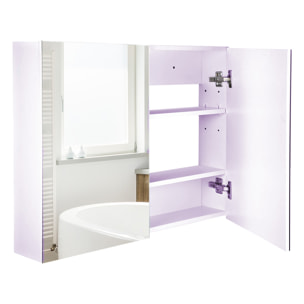 Armario de Baño con Espejo 2 Puertas y 3 Estantes interiores 80x15x60 cm