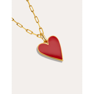 Collar Chic Lovely Heart Red Acero Baño Oro