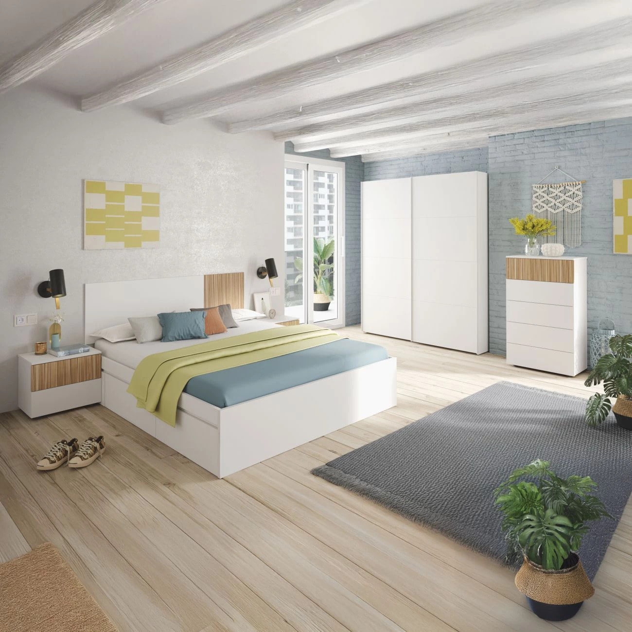 Mesita de noche Nitza Blanco Artik (Blanco Mate) - Natur