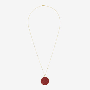 Collana Lunga in Argento 925 placcato Oro Giallo 18Kt con Pendente in Pietra Naturale Quarzite Rosa