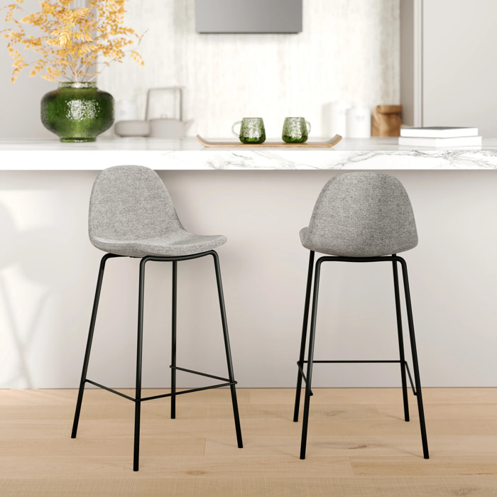 Lot de 2 chaises pour îlot central en tissu gris clair 65,5 cm - Henrik