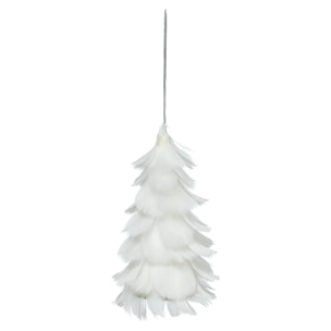 Décoration de sapin plumes blanc 15cm
