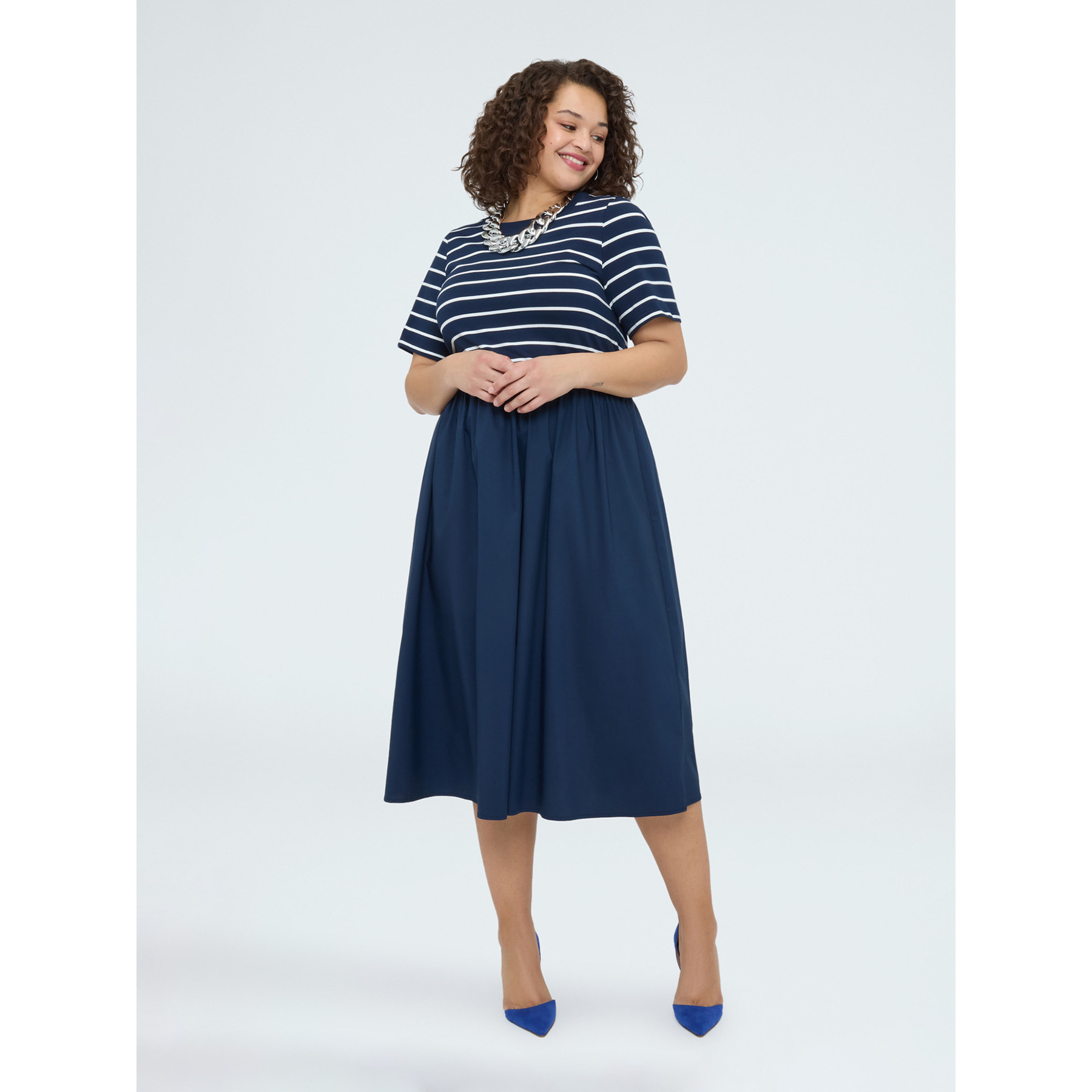 Fiorella Rubino - Vestido híbrido línea A - Azul