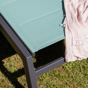 Bain de soleil BARBADOS en textilène vert d'eau - aluminium anthracite