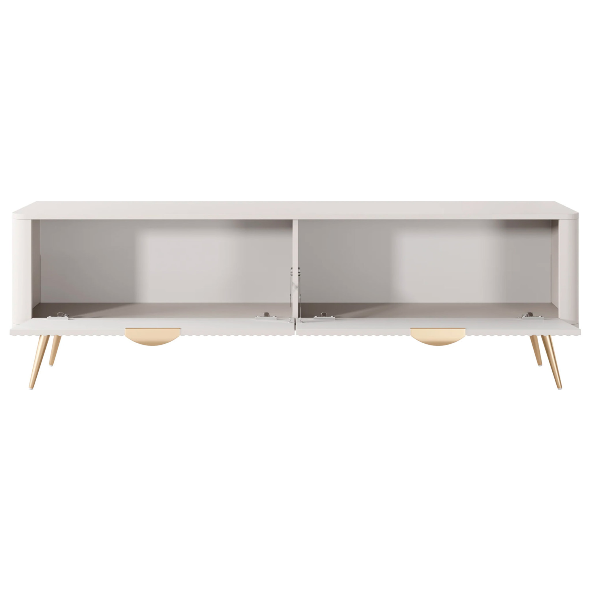 Mobile Porta TV Moderno Con Ante Cannettate Mobiletto Con 2 Ante A Ribalta E Vani Contenitore Design Moderno Soggiorno Salotto Living Home Rostock 163.2 x 38 x 51.2 Cm Cashmere