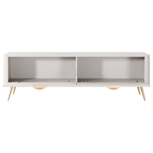 Mobile Porta TV Moderno Con Ante Cannettate Mobiletto Con 2 Ante A Ribalta E Vani Contenitore Design Moderno Soggiorno Salotto Living Home Rostock 163.2 x 38 x 51.2 Cm Cashmere