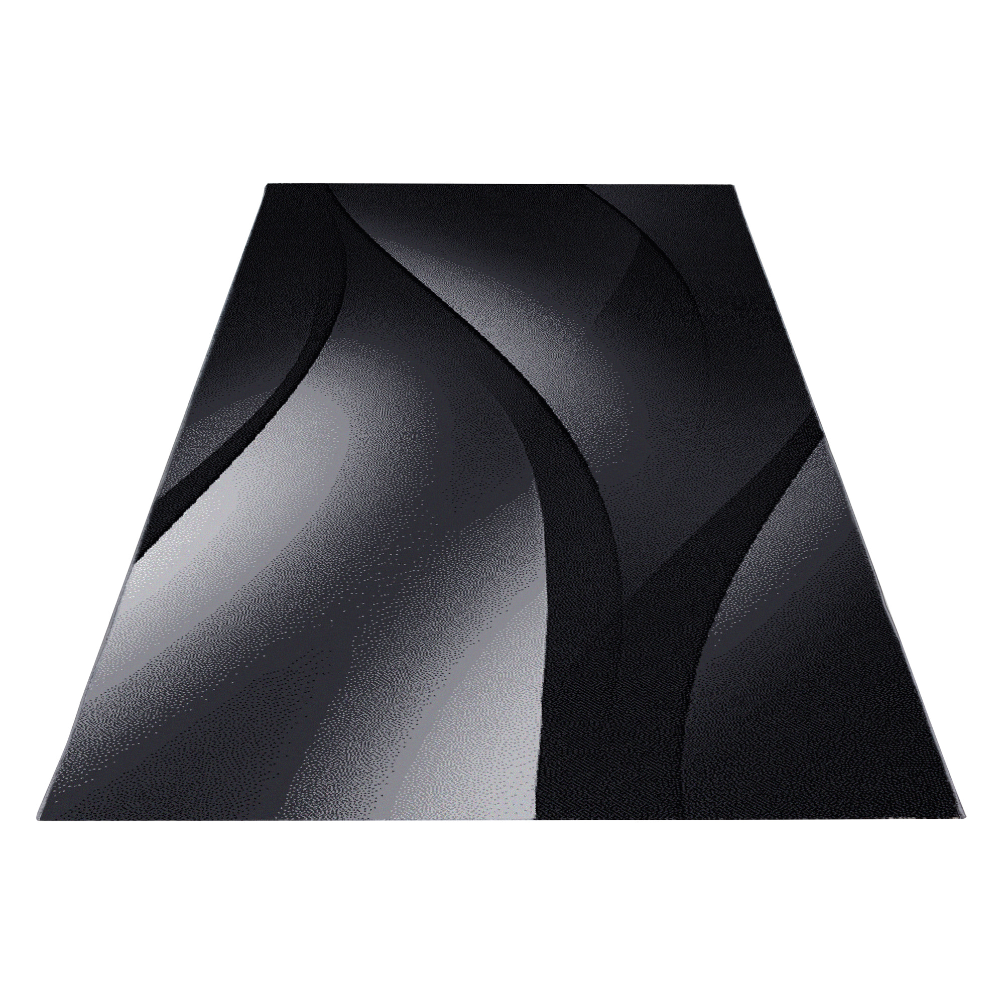 PLUS - Tapis à poils courts vague noir - PLU8010NOI