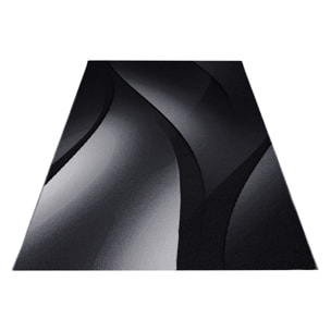 PLUS - Tapis à poils courts vague noir - PLU8010NOI