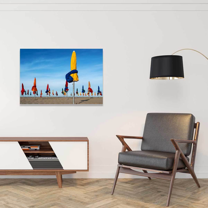 Tableau plage les parapluies de deauville  Tableau alu Dibond