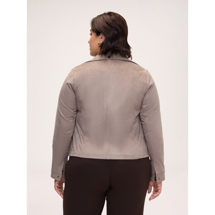 Fiorella Rubino - Giacca biker in tessuto soft touch - Grigio