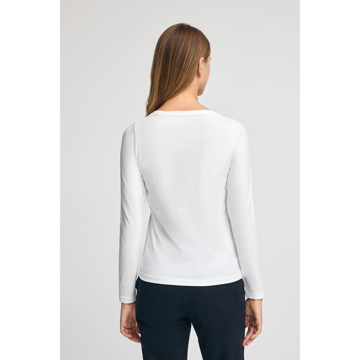 Camiseta blanca de manga larga y cuello redondo con logo bordado Rigby Go