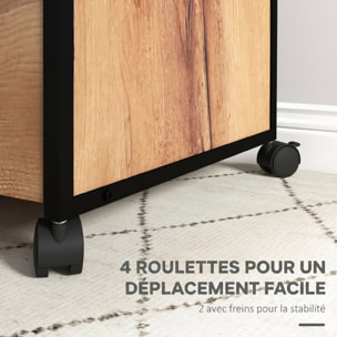 Caisson bureau mobile 2 tiroirs verrouillables dossiers suspendus acier noir effet bois
