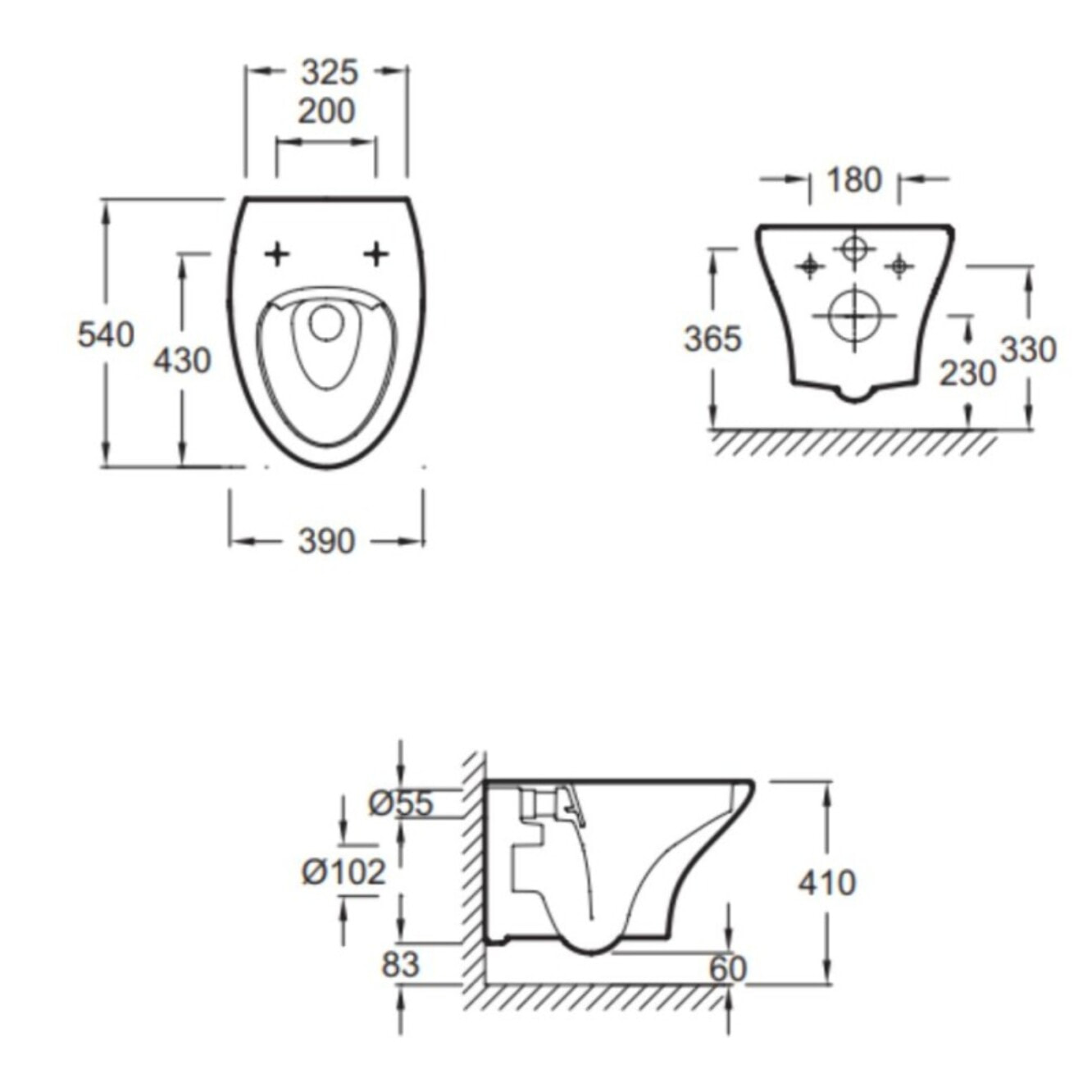 WC suspendu sans bride Nouvelle Vague + abattant Economie d'eau