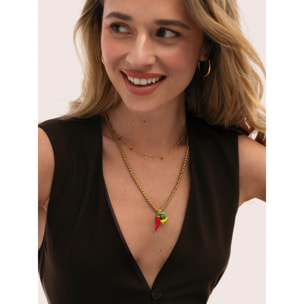 Collar Fine Disco Acero Baño Oro