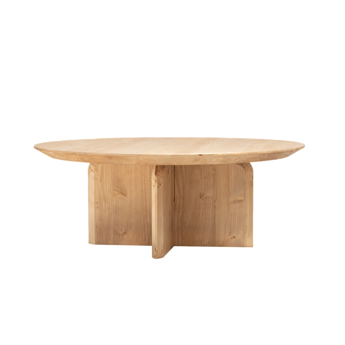 Table basse ronde en bois massif ton chêne moyen de différentes tailles