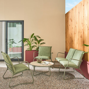Salon de jardin acier, verre et textilène 4 places FORZA