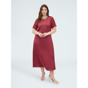 Fiorella Rubino - Vestito linea ad A in raso dettagli sfrangiati - Rosso