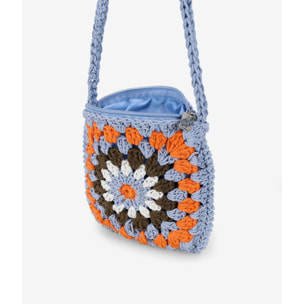 Bolso crochet pequeño azul y multicolor