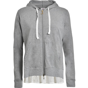 DEHA - Felpa FULL ZIP HOODIE EMBROIDERED BOTTOM in cotone per donna