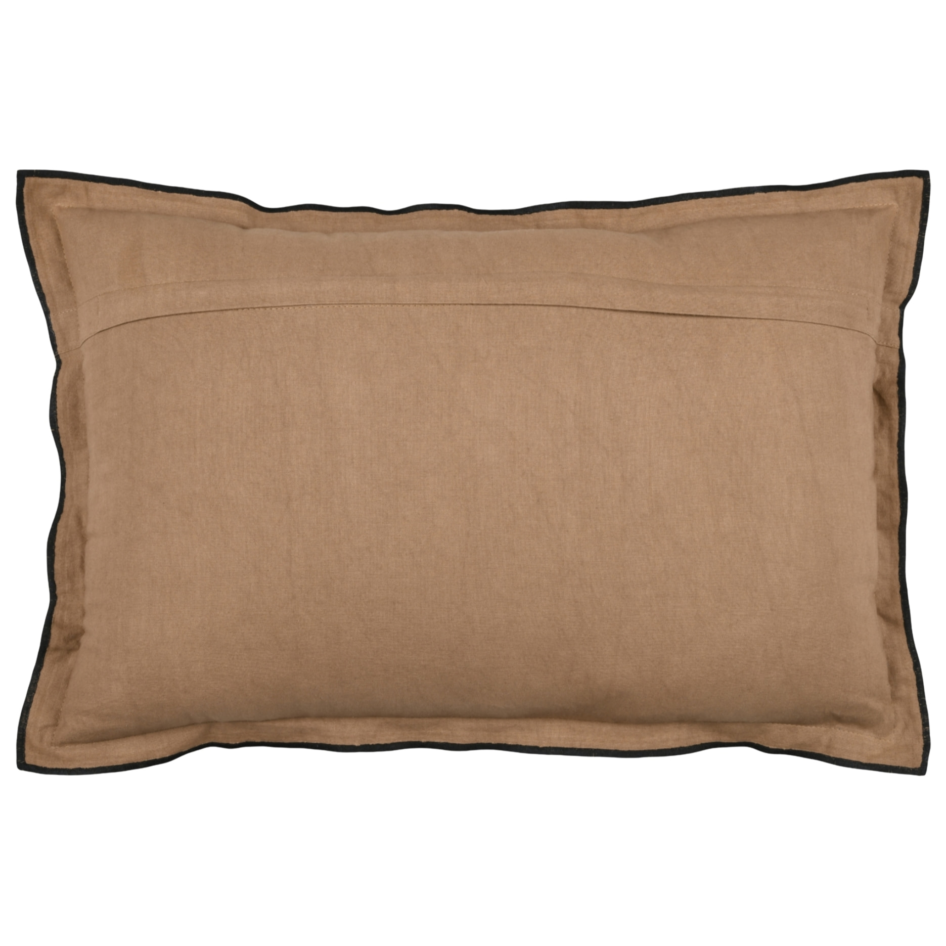 Coussin volant plat feston noir coton - Marron Clair