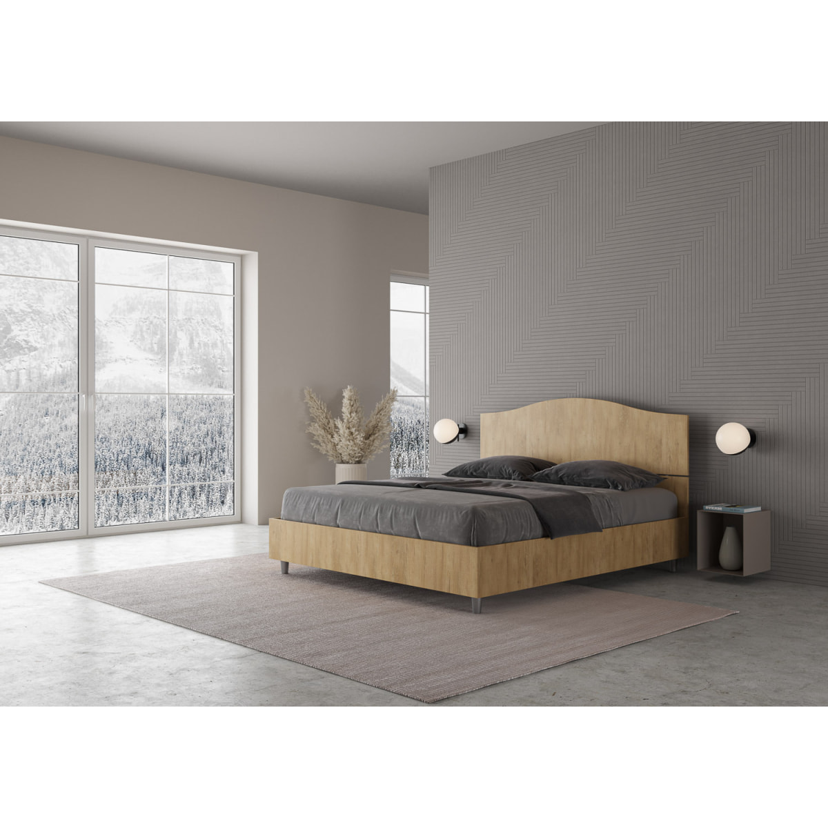 Lit avec sommier 160x200 chêne nature Dores