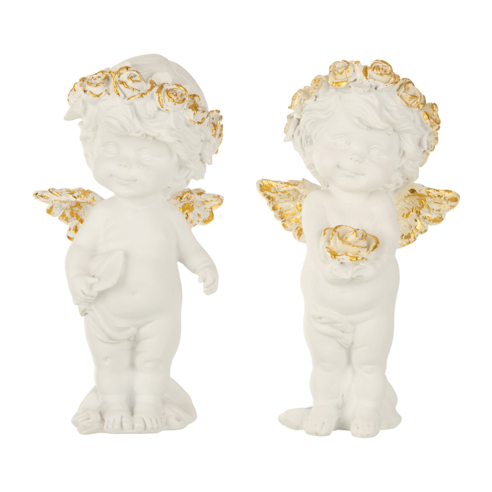 J-Line figurine Ange Debout - polyrésine - blanc/or - large - 2 pcs