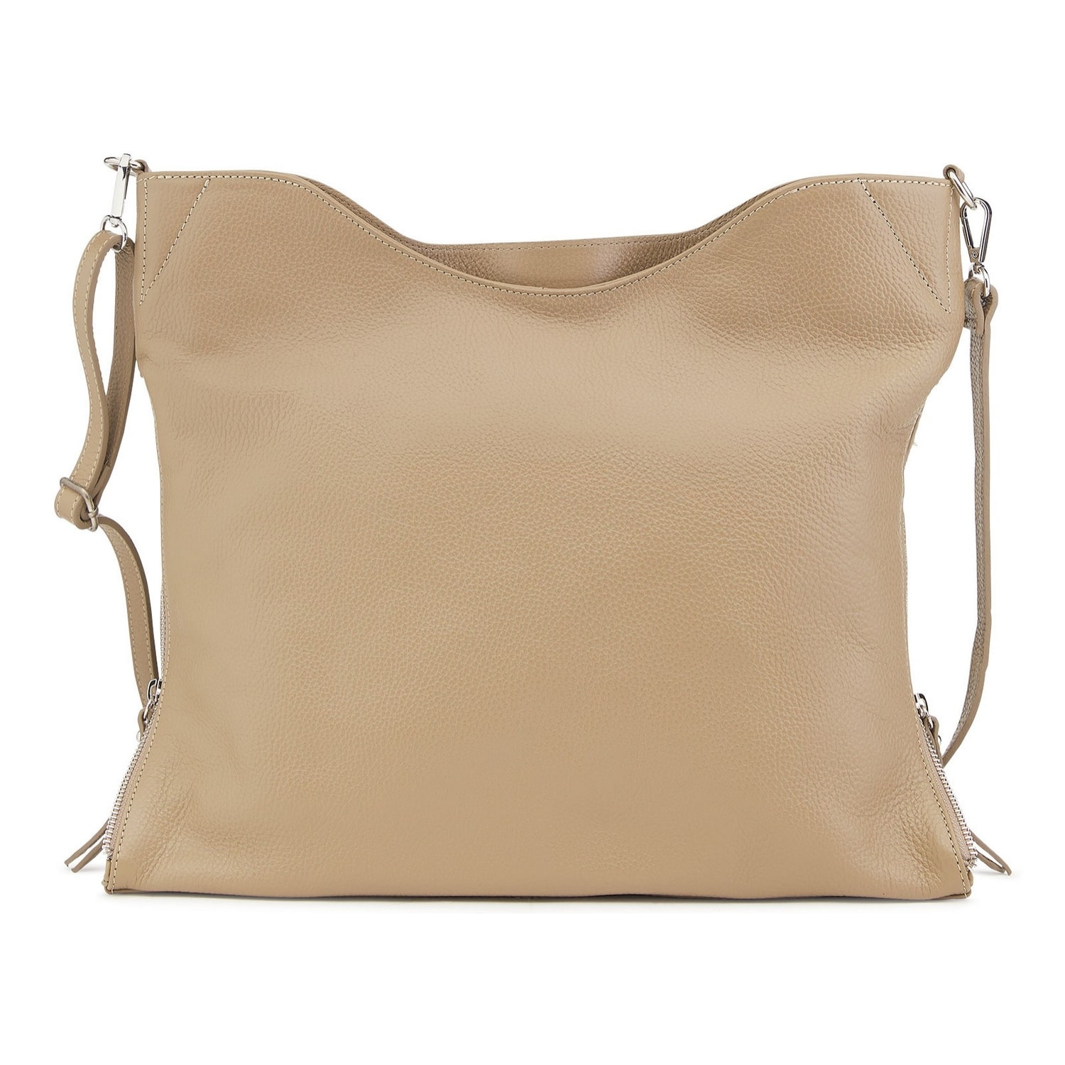 Borse Donna colore Beige-in pelle Made in Italy 39x33x13cm