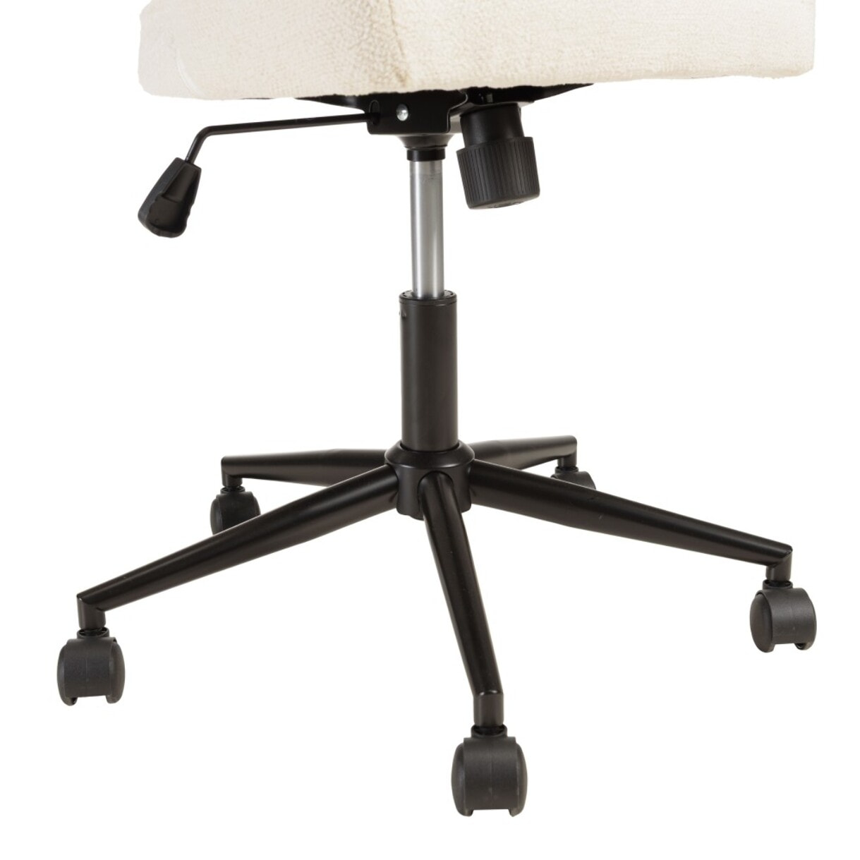 MINA - Chaise de bureau à roulettes en tissu écru dossier arrondi