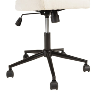 MINA - Chaise de bureau à roulettes en tissu écru dossier arrondi