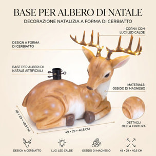 Base per albero di Natale a forma di renna con LED in magnesio e ferro - Multicolore