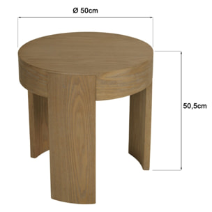 ELLA - Table d'appoint ronde D50cm couleur naturelle design arrondi
