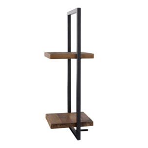 SIXTINE - Étagère murale 2 plateaux teck recyclé marron structure métal noir