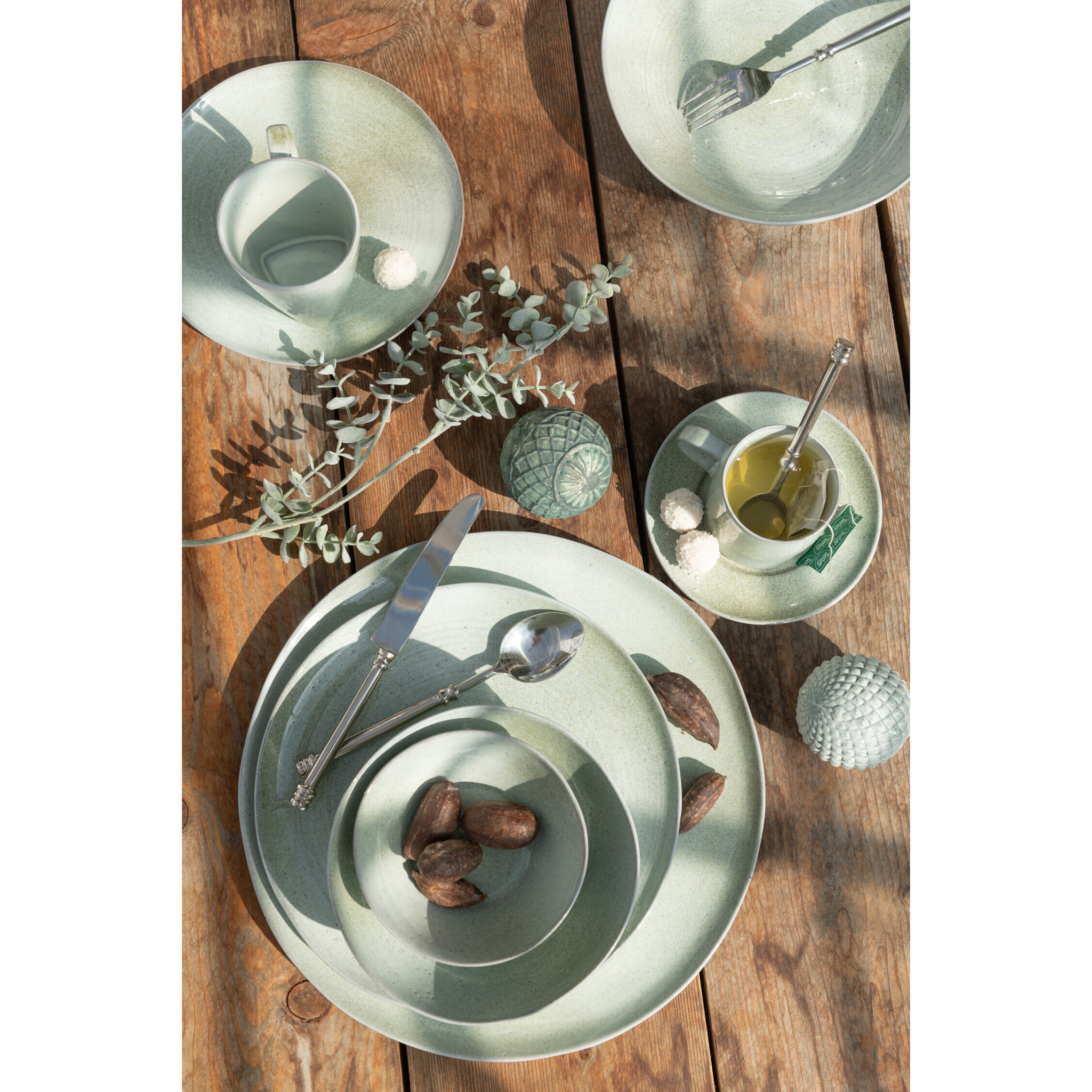 J-Line assiette Profonde Eclaboussures - porcelaine - menthe - 4 pcs