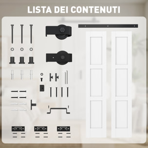 Puerta Corredera Plegable con Herrajes 91,4x213,4 cm, Puerta Corredera Interior con Rodillo, Riel de Acero, Guía de Suelo, Manija, para Baño, Salón, Sala de Estar, Blanco